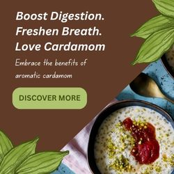 A square advertisement that leads to my friend's aromatic-cardamom website